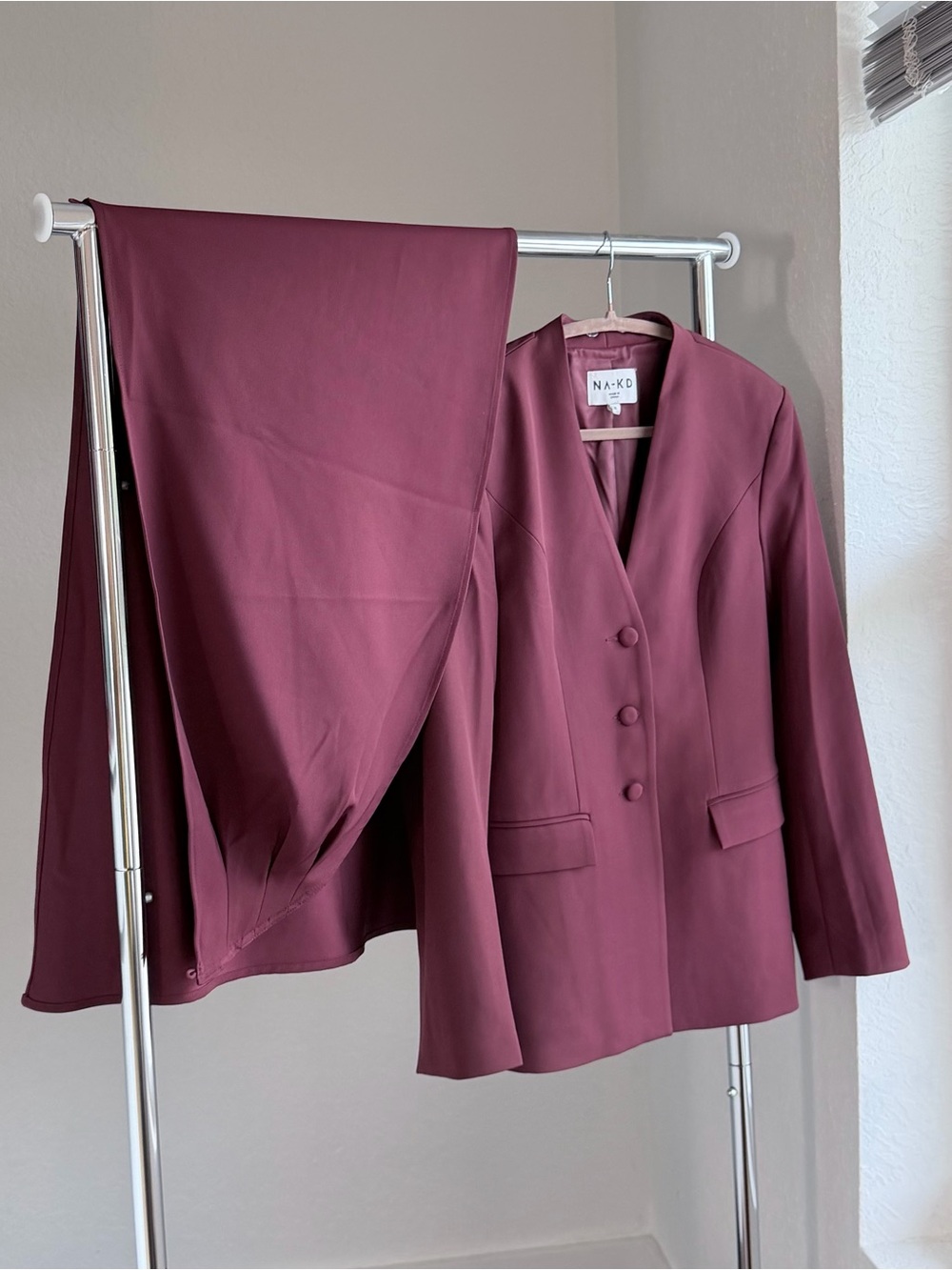 Women's Plum Tailored Blazer with  matching scarf